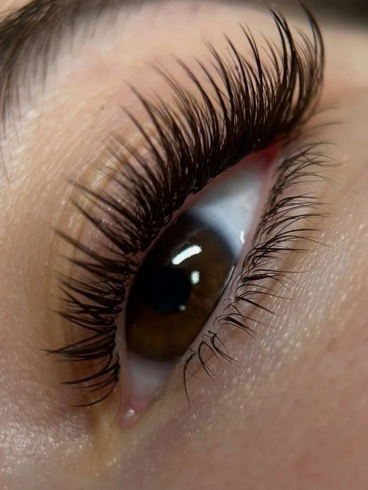 Nach oben geschwungene Augen Nahaufnahme: Referenzfoto der Augenform für das Wimpern-Mapping